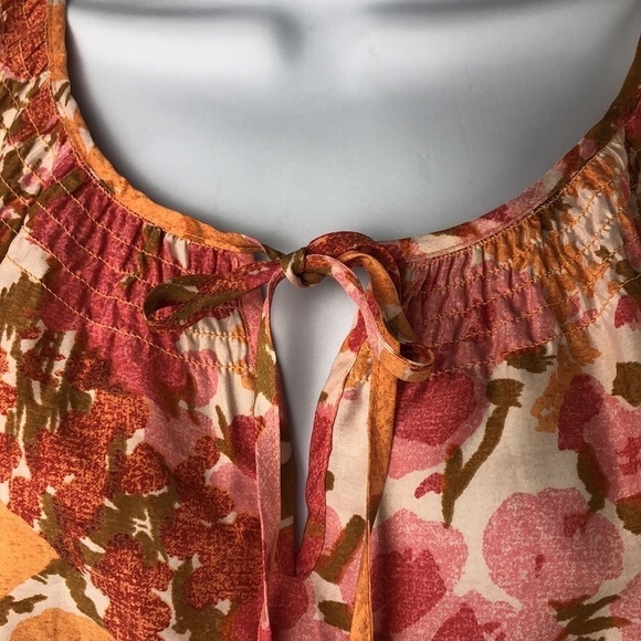 Talbots 100% Silk Smocked Blouson Knee Length Spring Summer Dress Print Pockets - Picture 5 of 16